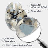 Beige And Grey Unbounded Creativity I - Asymmetric Metal Wall Clock