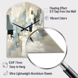 Beige And Grey Unbounded Creativity II - Asymmetric Metal Wall Clock