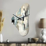 Beige And Grey Unbounded Creativity II - Asymmetric Metal Wall Clock