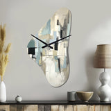 Beige And Grey Unbounded Creativity II - Asymmetric Metal Wall Clock
