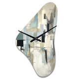 Beige And Grey Unbounded Creativity II - Asymmetric Metal Wall Clock