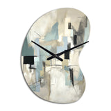 Beige And Grey Unbounded Creativity II - Asymmetric Metal Wall Clock