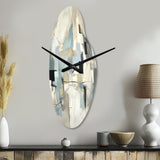 Beige And Grey Unbounded Creativity II - Asymmetric Metal Wall Clock