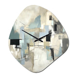 Beige And Grey Unbounded Creativity II - Asymmetric Metal Wall Clock