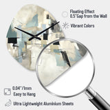 Beige And Grey Unbounded Creativity II - Asymmetric Metal Wall Clock