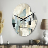 Beige And Grey Unbounded Creativity II - Asymmetric Metal Wall Clock