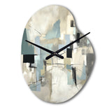 Beige And Grey Unbounded Creativity II - Asymmetric Metal Wall Clock