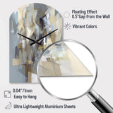 Beige And Grey Unbounded Creativity III - Asymmetric Metal Wall Clock
