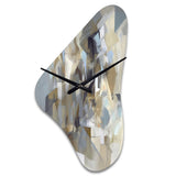 Beige And Grey Unbounded Creativity III - Asymmetric Metal Wall Clock