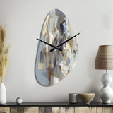 Beige And Grey Unbounded Creativity III - Asymmetric Metal Wall Clock
