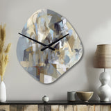 Beige And Grey Unbounded Creativity III - Asymmetric Metal Wall Clock