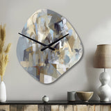 Beige And Grey Unbounded Creativity III - Asymmetric Metal Wall Clock