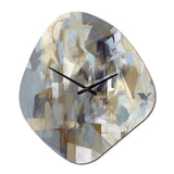 Beige And Grey Unbounded Creativity III - Asymmetric Metal Wall Clock
