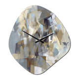 Beige And Grey Unbounded Creativity III - Asymmetric Metal Wall Clock