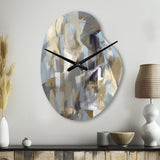 Beige And Grey Unbounded Creativity III - Asymmetric Metal Wall Clock