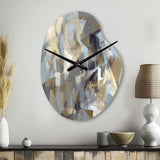 Beige And Grey Unbounded Creativity III - Asymmetric Metal Wall Clock