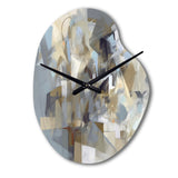 Beige And Grey Unbounded Creativity III - Asymmetric Metal Wall Clock