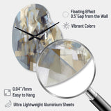 Beige And Grey Unbounded Creativity III - Asymmetric Metal Wall Clock