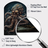 Brown Octopus Under The Sea - Asymmetric Metal Wall Clock