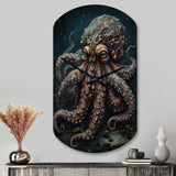 Brown Octopus Under The Sea - Asymmetric Metal Wall Clock