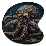 Brown Octopus Under The Sea - Asymmetric Metal Wall Clock
