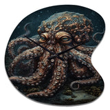 Brown Octopus Under The Sea - Asymmetric Metal Wall Clock