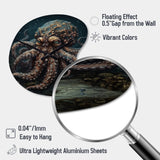 Brown Octopus Under The Sea - Asymmetric Metal Wall Clock