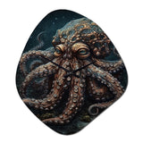 Brown Octopus Under The Sea - Asymmetric Metal Wall Clock