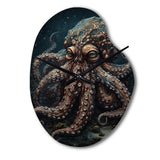 Brown Octopus Under The Sea - Asymmetric Metal Wall Clock
