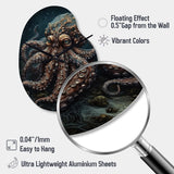 Brown Octopus Under The Sea - Asymmetric Metal Wall Clock