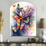 Purple Butterflies In The Air - Asymmetric Metal Wall Clock