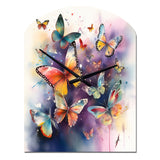 Purple Butterflies In The Air - Asymmetric Metal Wall Clock