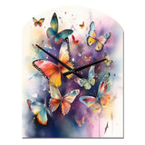 Purple Butterflies In The Air - Asymmetric Metal Wall Clock