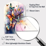 Purple Butterflies In The Air - Asymmetric Metal Wall Clock