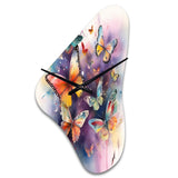 Purple Butterflies In The Air - Asymmetric Metal Wall Clock