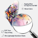 Purple Butterflies In The Air - Asymmetric Metal Wall Clock