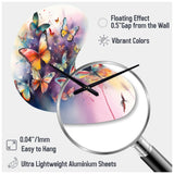 Purple Butterflies In The Air - Asymmetric Metal Wall Clock