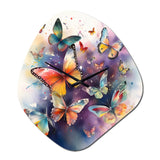 Purple Butterflies In The Air - Asymmetric Metal Wall Clock