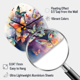 Purple Butterflies In The Air - Asymmetric Metal Wall Clock