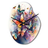 Purple Butterflies In The Air - Asymmetric Metal Wall Clock