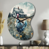 Rooster On A Farm I - Asymmetric Metal Wall Clock