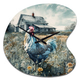 Rooster On A Farm I - Asymmetric Metal Wall Clock
