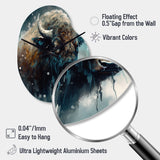 Bison Portrait In The Wild III - Asymmetric Metal Wall Clock