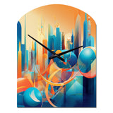 Blue And Orange Retro Radiance I - Asymmetric Metal Wall Clock
