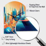 Blue And Orange Retro Radiance I - Asymmetric Metal Wall Clock
