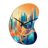 Blue And Orange Retro Radiance I - Asymmetric Metal Wall Clock