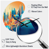 Blue And Orange Retro Radiance I - Asymmetric Metal Wall Clock