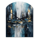 Gold And Blue Urban Elegance III - Asymmetric Metal Wall Clock
