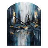 Gold And Blue Urban Elegance III - Asymmetric Metal Wall Clock