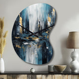 Gold And Blue Urban Elegance III - Asymmetric Metal Wall Clock
